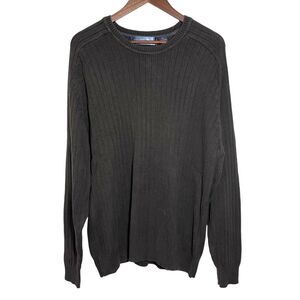 Oscar De La Renta Men's XXL 2X Brown Gray Crew Neck 100% Cotton Pullover Sweater